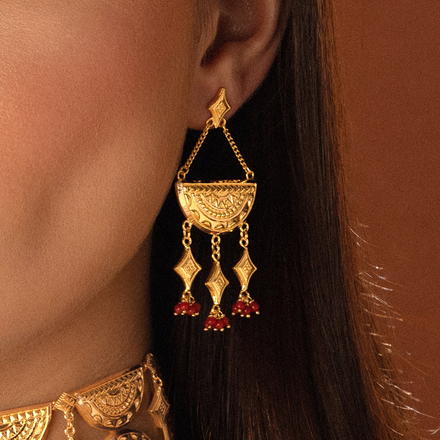 Ghasaq Suspended Coral Earrings